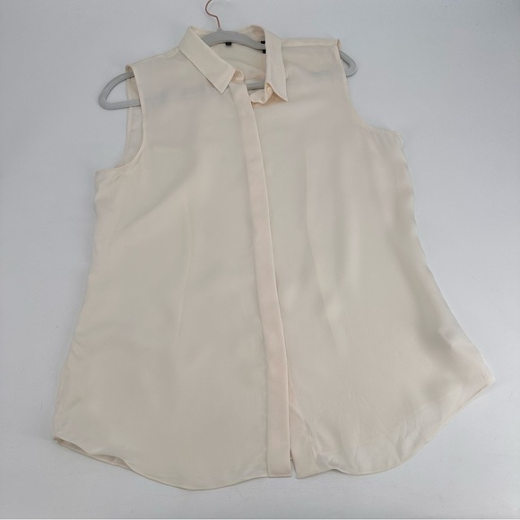 Theory Tanelis Sleeveless Top in Silk Georgette Large - Picture 2 of 5